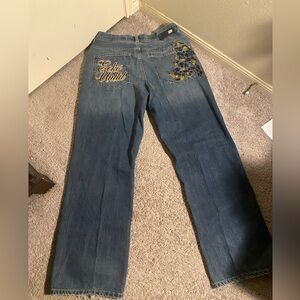 ECKO UNLIMITED BAGGY EMBROIDERED JEANS
